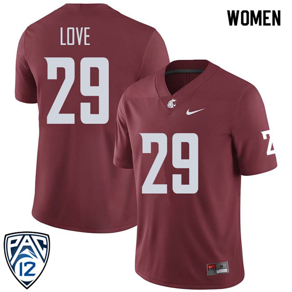 Women #29 Isaiah Love Washington State Cougars College Football Jerseys Sale-Crimson